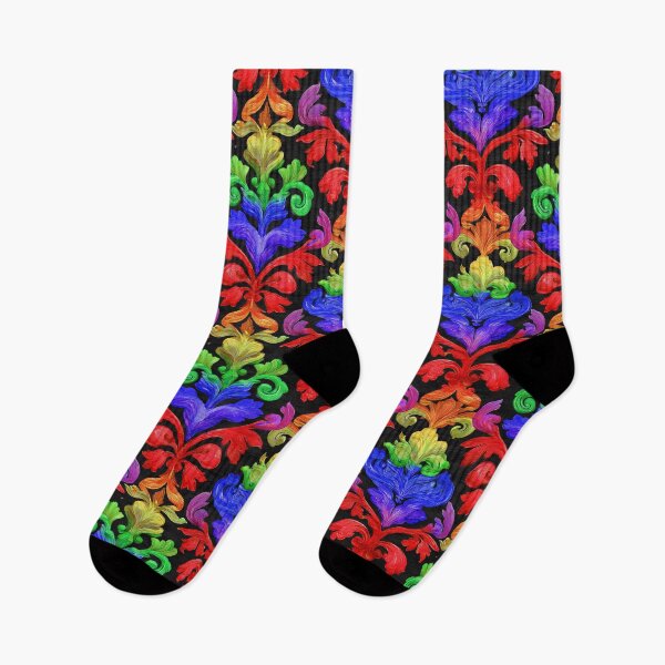 Item preview, High Contrast Traditional Folk Art Rainbow Fabric Print designed and sold by thaneydesign.
