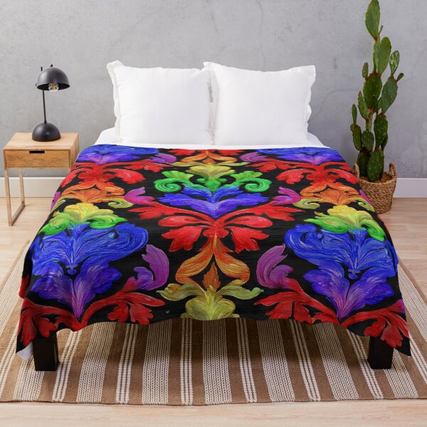 Item preview, High Contrast Traditional Folk Art Rainbow Fabric Print designed and sold by thaneydesign.