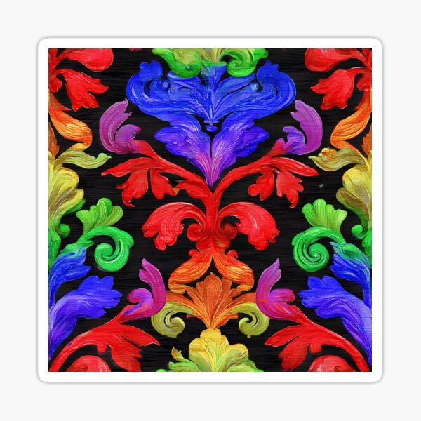 Item preview, High Contrast Traditional Folk Art Rainbow Fabric Print designed and sold by thaneydesign.