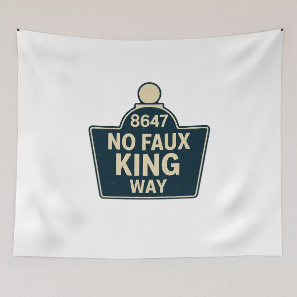 Item preview, No Faux King Way Street Sign – Pro Democracy No King  designed and sold by The Junto Shop.
