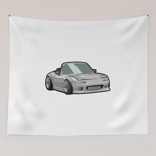 Item preview, Cartoonish White Widebody Miata – JDM Car Art designed and sold by MonkiFlipp.