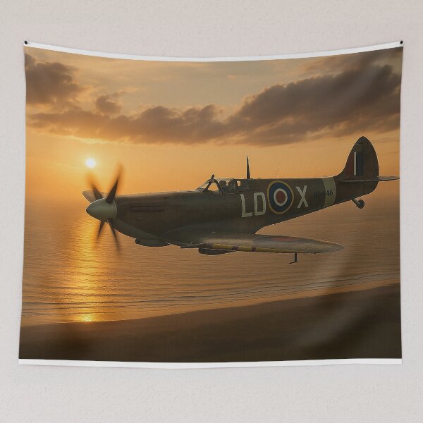 Item preview, Spitfire at Sunset  Supermarine Mk XI Over the Channel Coastline designed and sold by Skyframe Aviation.