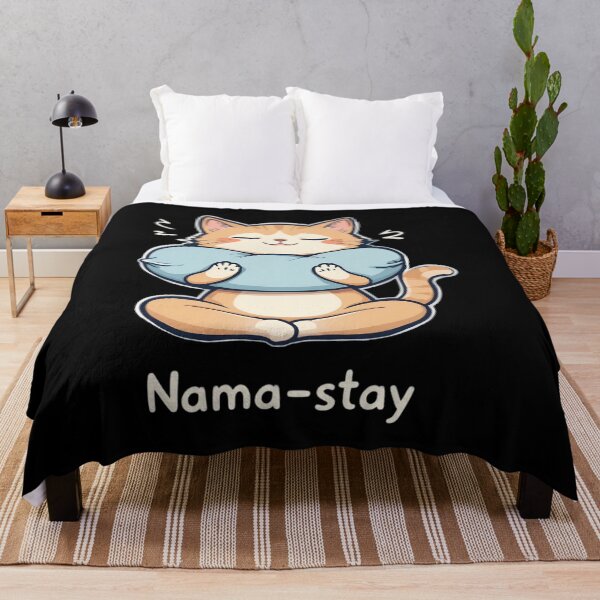 Item preview, Nama-stay Cat Yoga Pillow designed and sold by IndulgentBob.