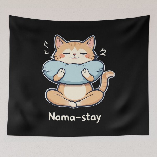 Item preview, Nama-stay Cat Yoga Pillow designed and sold by IndulgentBob.