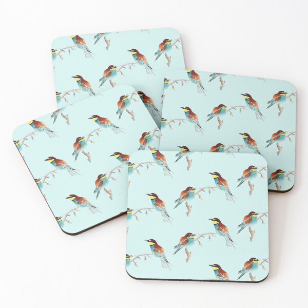 Item preview, Colorful Bee-Eaters Minimalist Bird Art designed and sold by PinkRhinoArt.