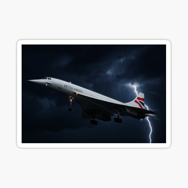 Item preview, Un Concorde de British Airways en medio de una tormenta eléctrica designed and sold by Start-Aviation.