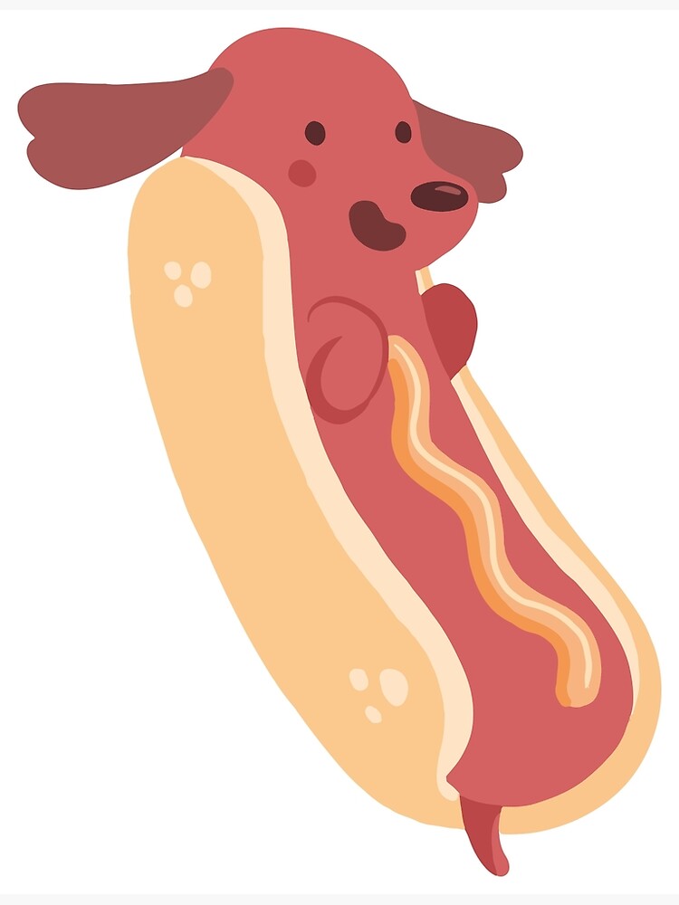 "Hotdog Dachshund Weiner Hot Sausage Dog Cute Cartoon Critter" Canvas