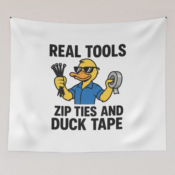 Item preview, Real Tools Zip Ties And Duck Tape Funny Duct Tape Mechanic Cool Duck Yellow Duck Garage Automotive Racing Car Tuner Tool Box designed and sold by CarantinedChaos.