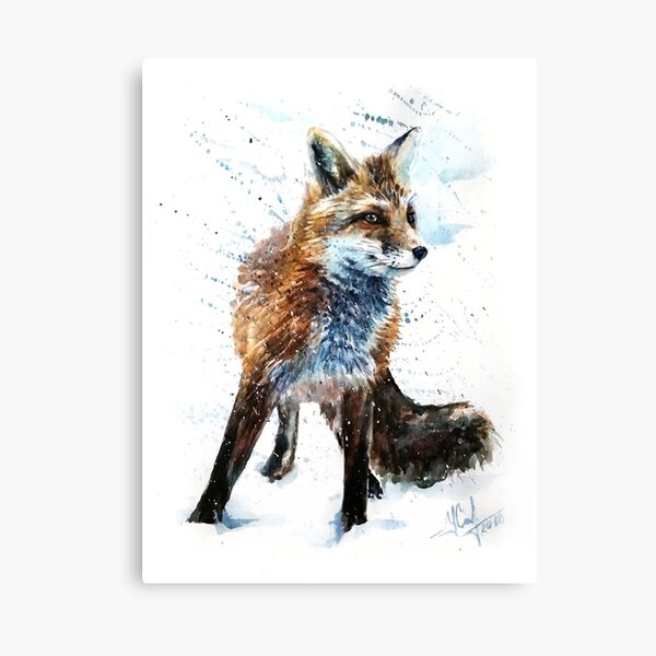 Fox, animals, watercolor, wild, illustration, wildlife, kostart Canvas Print