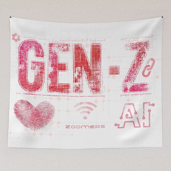 Item preview, Gen-Z, red and white retro-style graphics, technology, zoomers designed and sold by silent-violin.