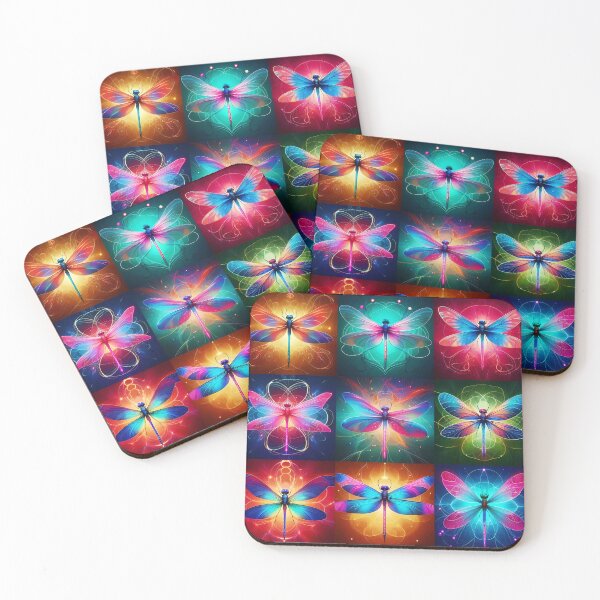 Item preview, Glowing Dragonfly Collage – Vibrant 9-Grid Insect Art designed and sold by EmeraldeaArt.