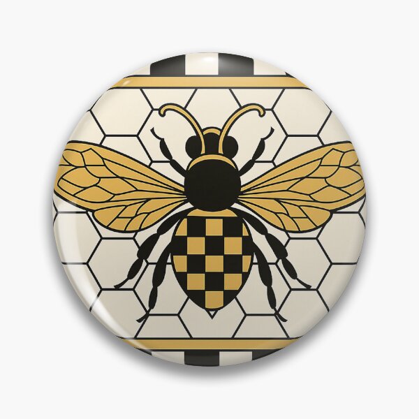 Item preview, Vintage Bee Illustration with Checkerboard Frame designed and sold by weirdfishes123.