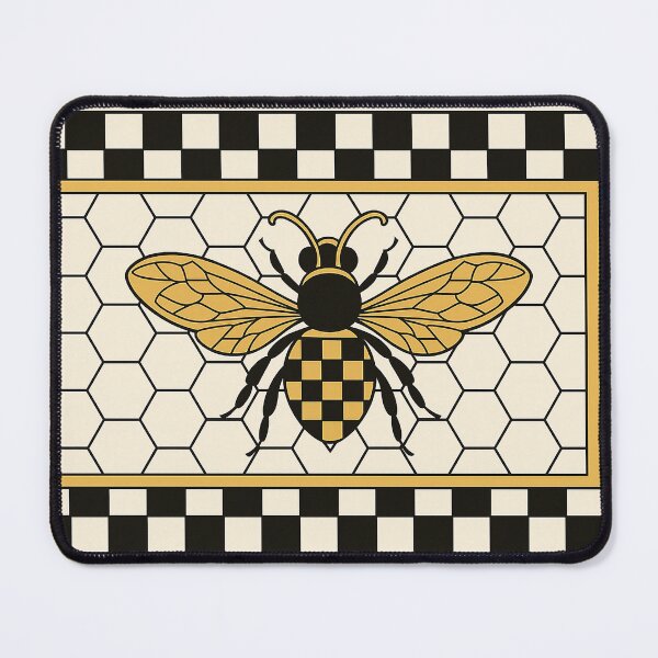 Item preview, Vintage Bee Illustration with Checkerboard Frame designed and sold by weirdfishes123.