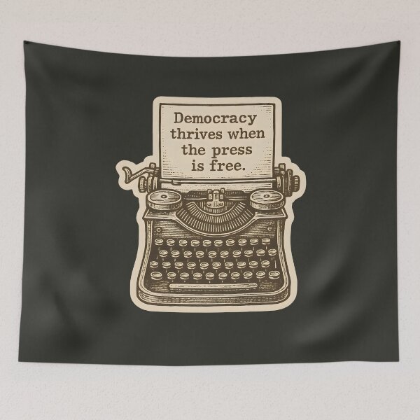 Item preview, Democracy Thrives When The Press Is Free Vintage Journalism First Amendment designed and sold by thecatcouch.