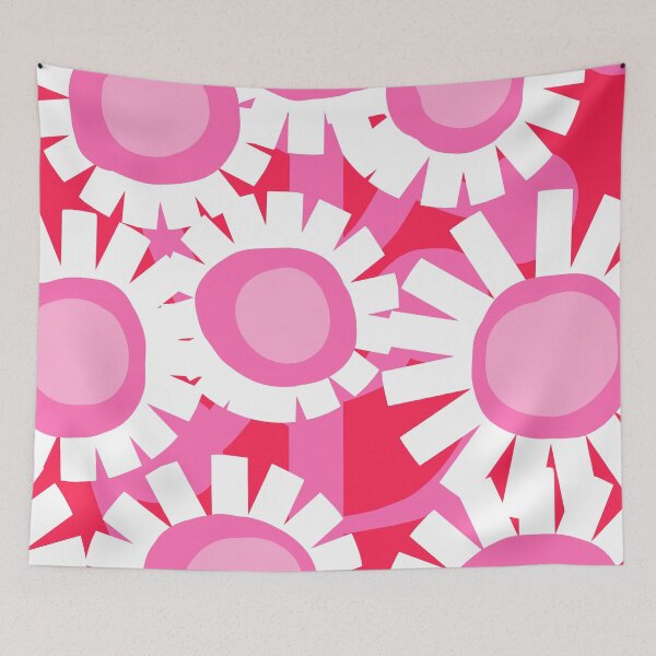 Item preview, Bold Vivid Modern Garden in Neon Red and Hot Pink designed and sold by Deutschic.