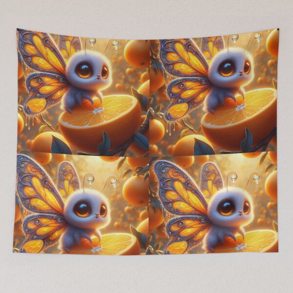 Item preview, Fluffy Creature Orange Butterfly in Otange Orchard designed and sold by EmeraldeaArt.