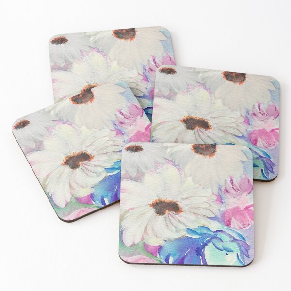 Item preview, White Fluffy Daisies & Spring Peonies designed and sold by Lisas Watercolor Dreams.