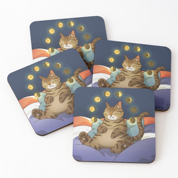 Item preview, Sleepy Cat with Moon Phases designed and sold by Kyna Arts.