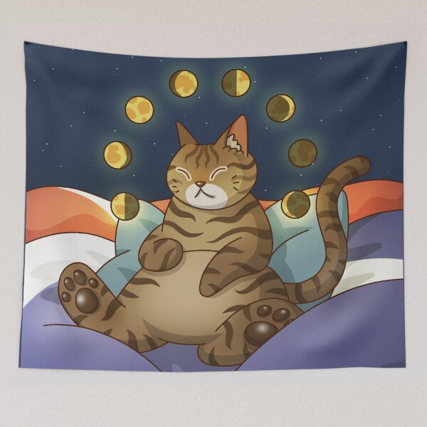 Item preview, Sleepy Cat with Moon Phases designed and sold by Kyna Arts.