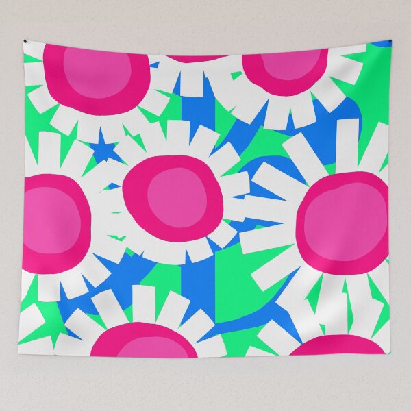 Item preview, Bold Vivid Modern Garden in Cyber Green, Electric Blue and Neon Pink designed and sold by Deutschic.