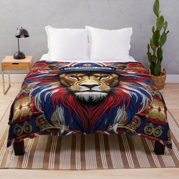Item preview, RESIST PERSIST PREVAIL Embroidered Lion Design UK Patriotism and Strength designed and sold by ArtDesignTp.