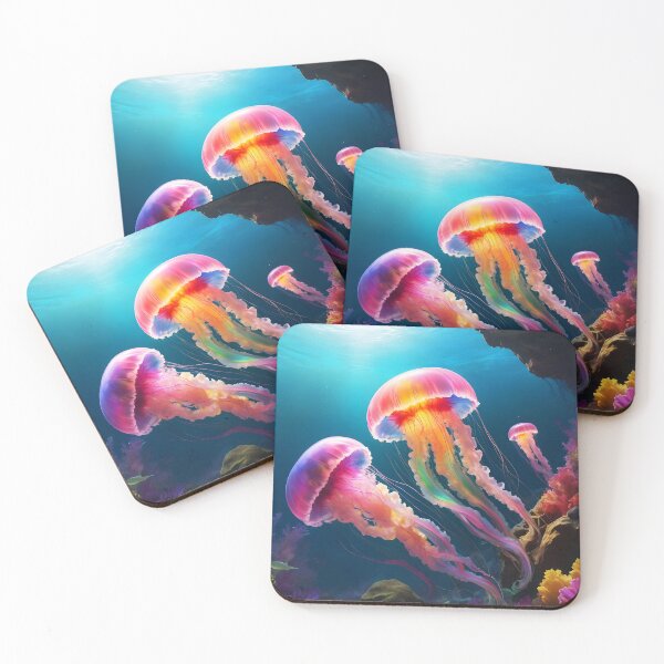 Item preview, Rainbow Trio — Fantastical Jellyfish Underwater Art designed and sold by EmeraldeaArt.