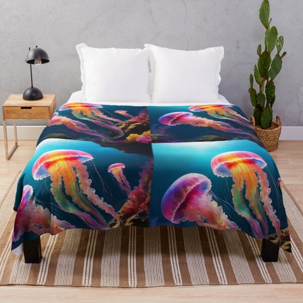 Item preview, Rainbow Trio — Fantastical Jellyfish Underwater Art designed and sold by EmeraldeaArt.