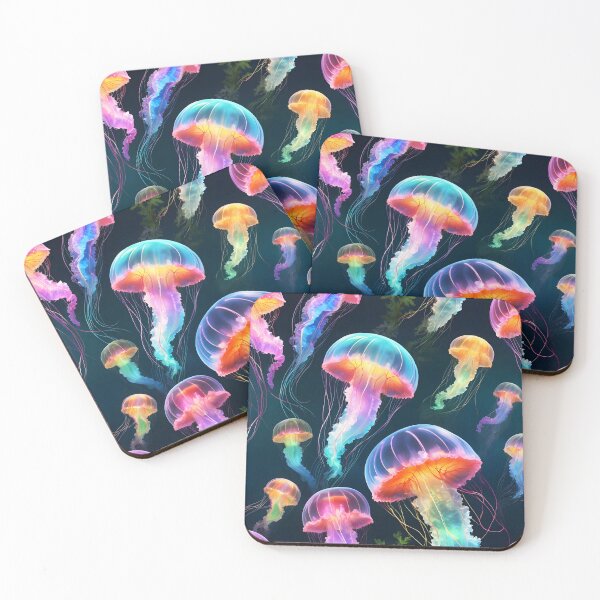 Item preview, Glowing Multicolor Jellyfish in Deep Ocean designed and sold by EmeraldeaArt.