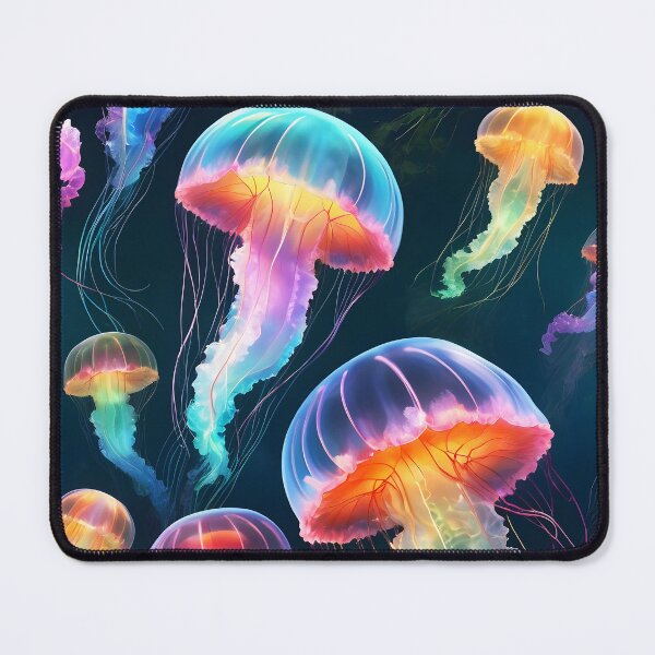 Item preview, Glowing Multicolor Jellyfish in Deep Ocean designed and sold by EmeraldeaArt.