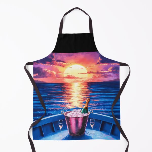 Item preview, Romantic Sunset Boat with Champagne by the Sea designed and sold by EmeraldeaArt.