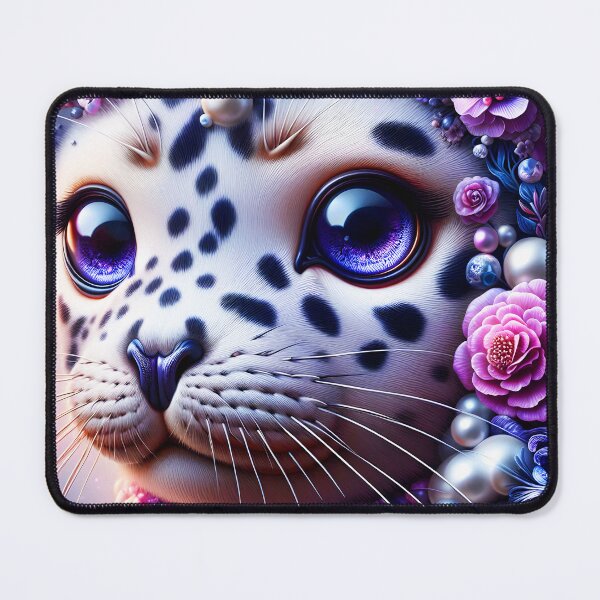 Item preview, Spotted Seal Elegance – Closeup Floral Portrait designed and sold by EmeraldeaArt.
