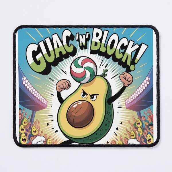 Item preview, GUAC ’N’ BLOCK! Avocado Volleyball Smash Design designed and sold by Shabby Script Archive | Digital Designer .