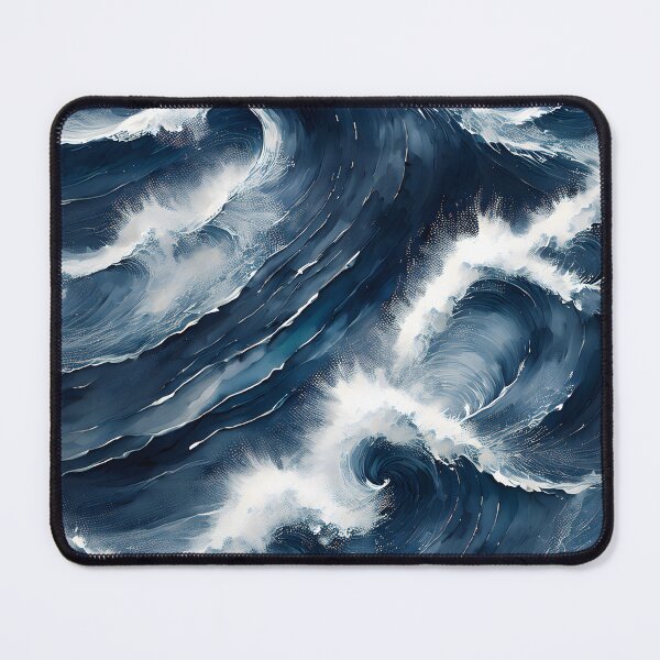 Item preview, Powerful dark blue ocean waves crash and foam, filling the frame with dynamic motion and overwhelming force designed and sold by homydesign.