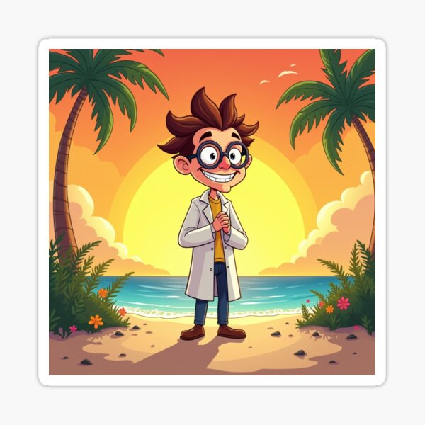 Item preview, Tropical Mad Scientist Cartoon Poster designed and sold by jaksa429.