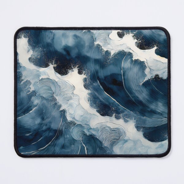 Item preview, Powerful dark blue ocean waves crash and foam, filling the frame with dynamic motion and overwhelming force designed and sold by homydesign.