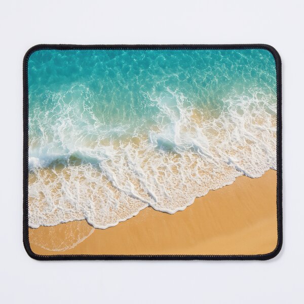 Item preview, Aerial view of a beautiful sandy beach and turquoise ocean with white foamy waves meeting the shore under clear blue water designed and sold by homydesign.