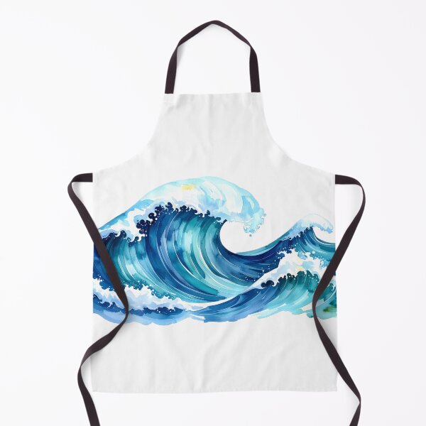 Item preview, A dynamic watercolor painting captures powerful ocean waves crashing, with vibrant blues and seafoam white creating a sense of movement designed and sold by homydesign.