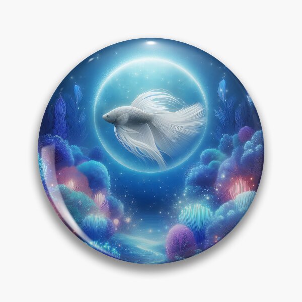 Item preview, White Fish Swimming in Front of Full Moon Underwater designed and sold by EmeraldeaArt.