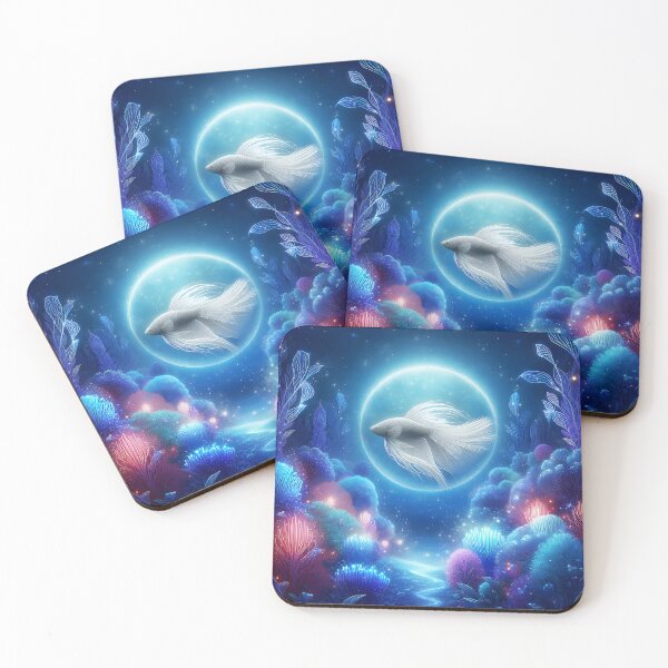 Item preview, White Fish Swimming in Front of Full Moon Underwater designed and sold by EmeraldeaArt.