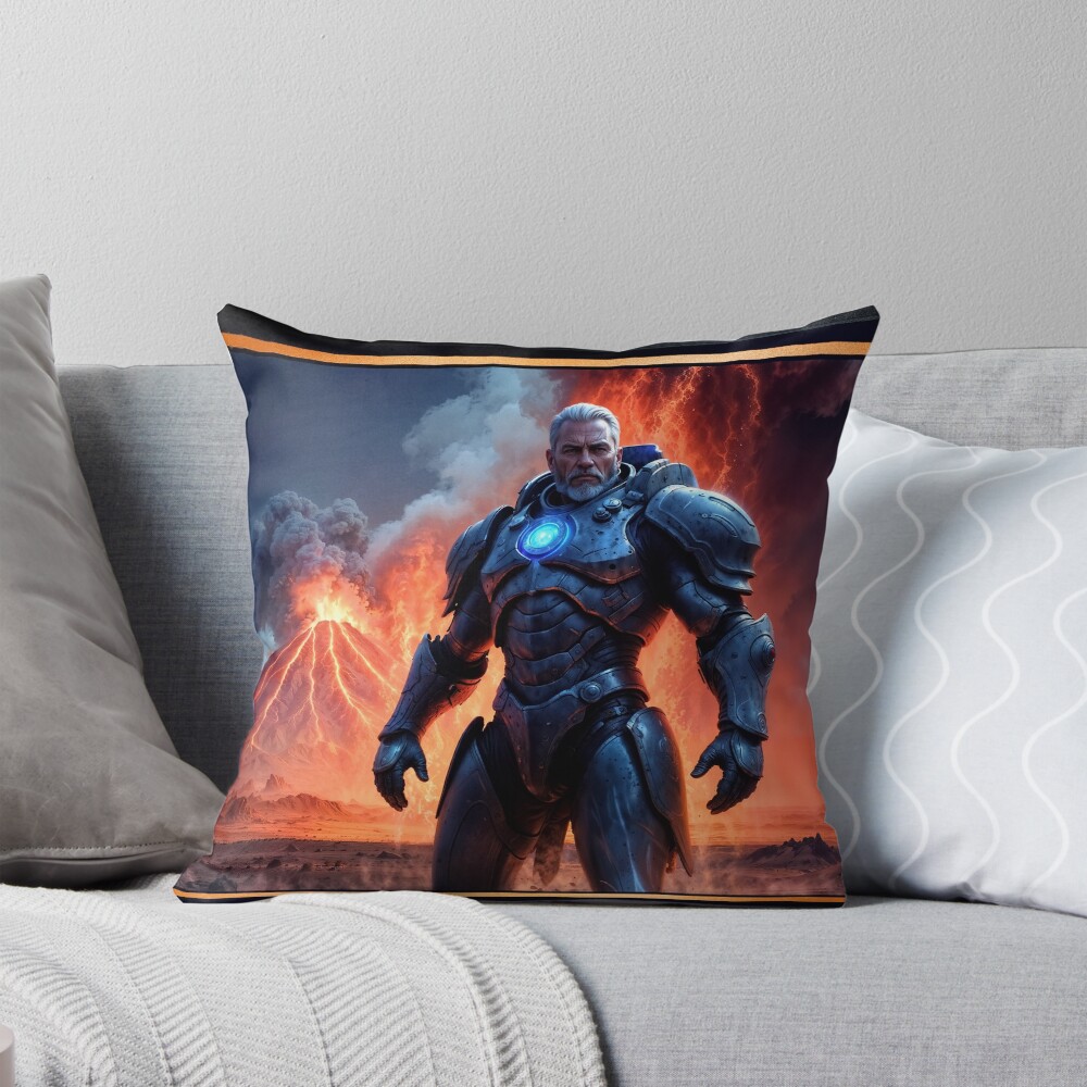 Dramatic Portrait Of Captain Keldor Of The Osmidoridian Empire AI Concept Art by Xzendor7 | Powerful Enigmatic Scene 4 Dramatic Portrait Of Captain Keldor Of The Osmidoridian Empire Entralling AI Concept Art by Xzendor7 Decorative Art Print Throw Pillow