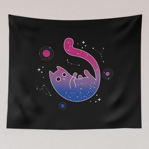 Item preview, Bisexual Cat Space Galaxy LGBT Pride Flag designed and sold by Clara Hollins.