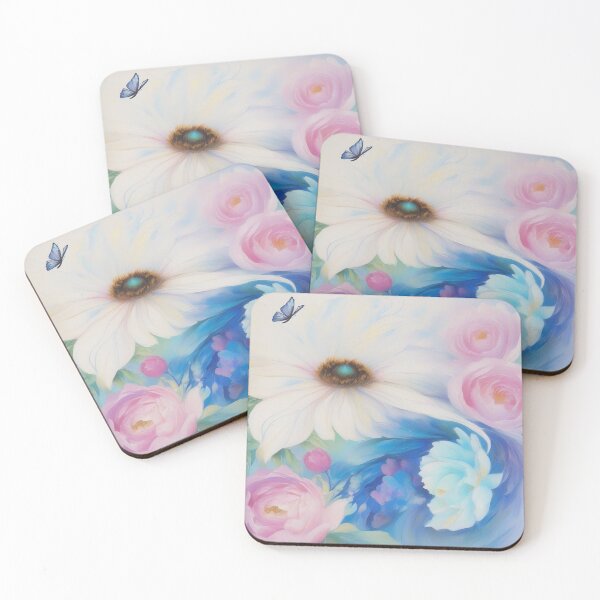 Item preview, Ethereal Daisies & Peonies-AI Reimagined with a Single Butterfly Friend designed and sold by Lisas Watercolor Dreams.