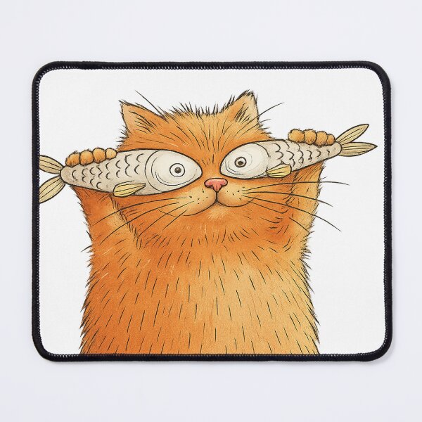 Item preview, Funny Orange Cat Holding Fish Eyes – Whimsical Cat Illustration designed and sold by SupplyCode.