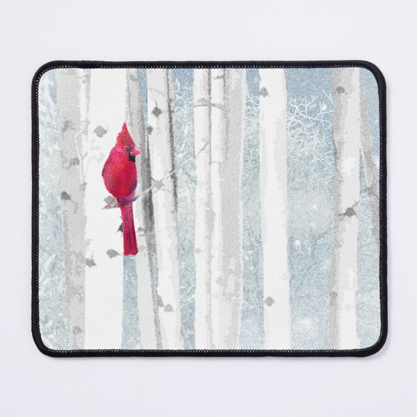 Item preview, Watercolor Red Cardinal Bird Winter Birch Forest designed and sold by countrymouse.
