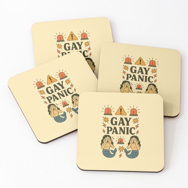 Item preview, LGBT expression "Gay Panic" with sirens designed and sold by PopCultureAndStuff.