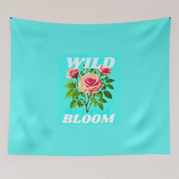 Artikelvorschau, Wild Bloom: Leuchtend rosa Rosen auf hellem Blaugrün entworfen und verkauft von Real Love.