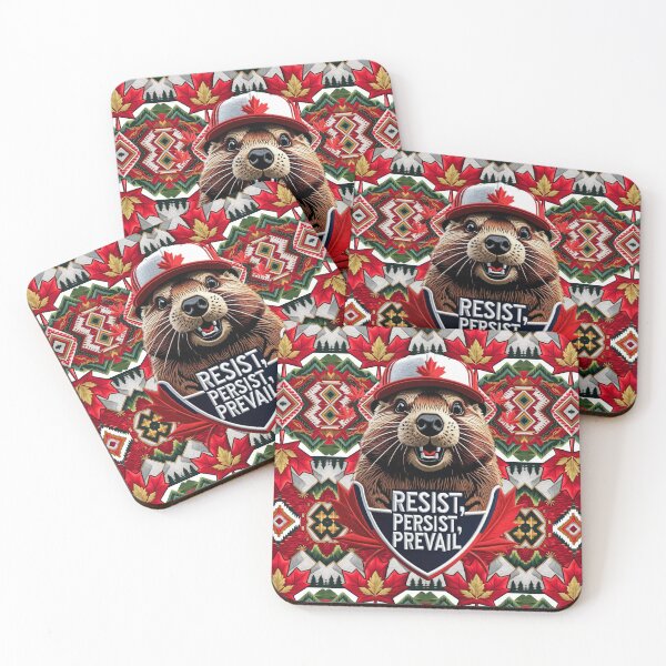 Item preview, Resist Persist Prevail Canadian Beaver Embroidered Patch Design with Maple Leafs designed and sold by ArtDesignTp.