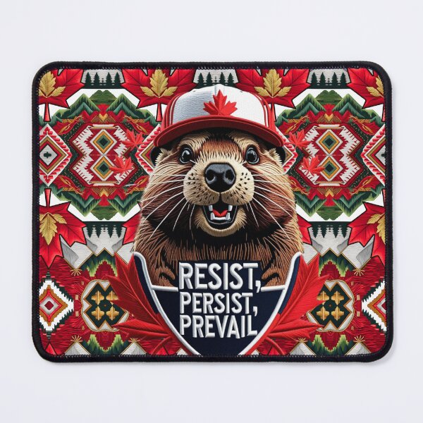 Item preview, Resist Persist Prevail Canadian Beaver Embroidered Patch Design with Maple Leafs designed and sold by ArtDesignTp.