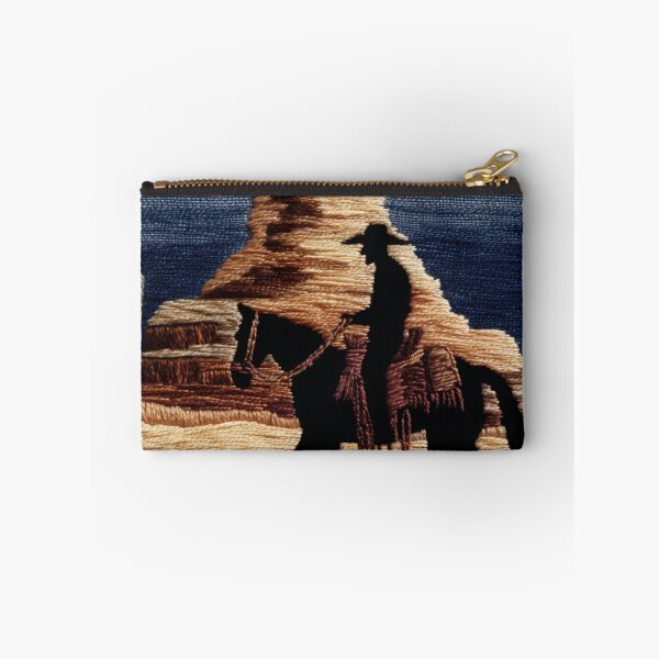 Item preview, Western Cowboy Desert Silhouette Faux Embroidery Art designed and sold by Nicholas Panek.