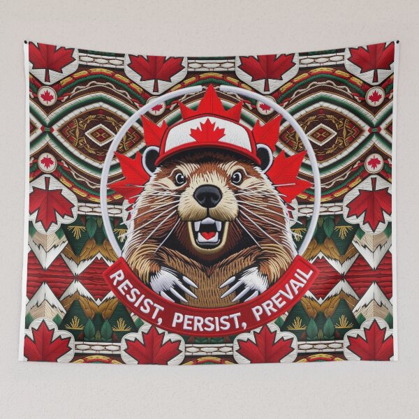Item preview, RESIST PERSIST PREVAIL Canada Beaver Patch with Strength and Freedom Embroidered designed and sold by ArtDesignTp.